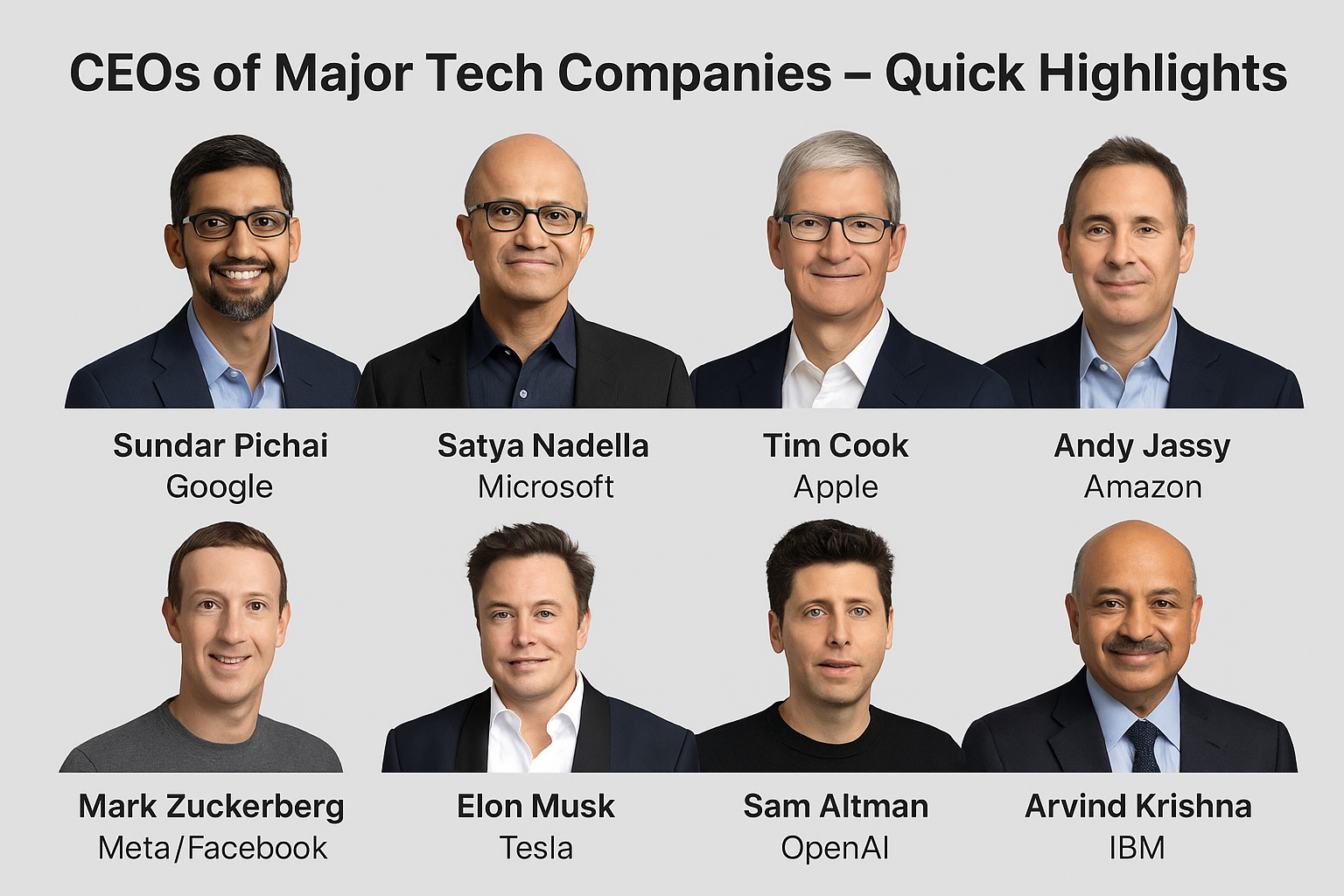CEOs of Major Tech Companies – Quick Highlights 2025