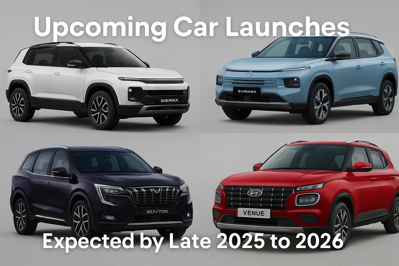 Upcoming Cars in India 2025–26: SUVs and EVs Take the Lead